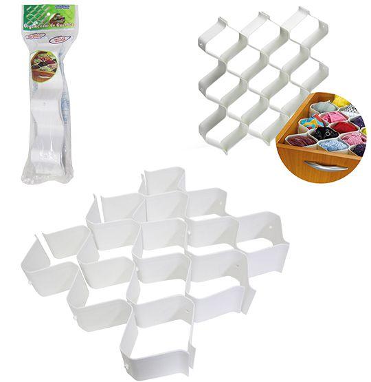 Organizador divisoria de gaveta colmeia branco com 6 pecas 33x32,5x6cm na solapa Menor preço em Organizador divisoria de gaveta colmeia branco com 6 pecas 33x32,5x6cm na solapa