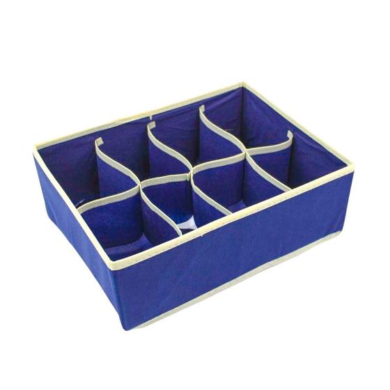 Imagem de Organizador Gaveta 8 Divisórias Com Zíper Cueca Calcinha Gravata Armário Cor:Azul