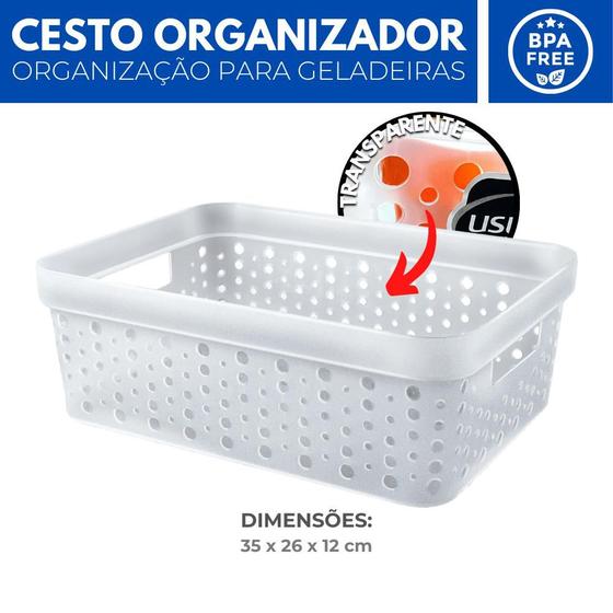 Imagem de Organizador Geladeira Cesto Transparente Cozinha Armário 11L