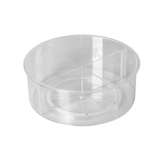 Imagem de Organizador Giratório Multiuso Transparente Com 2 Divisórias Removíveis 28cm