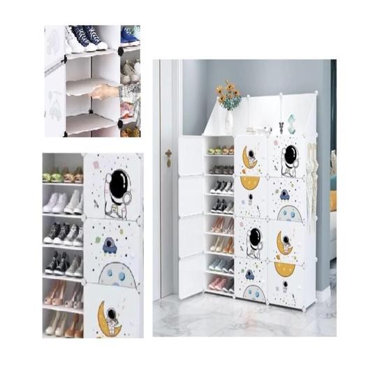 Imagem de Organizador infantil 12 portas armário modular sapateira brinquedos prateleiras