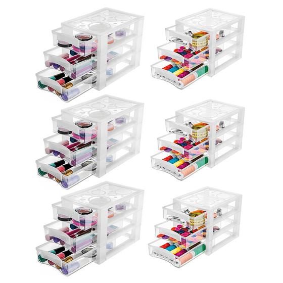 Imagem de Organizador Mesa Escritório Com 3 Gavetas Tam 3 P + 3 M Ordene
