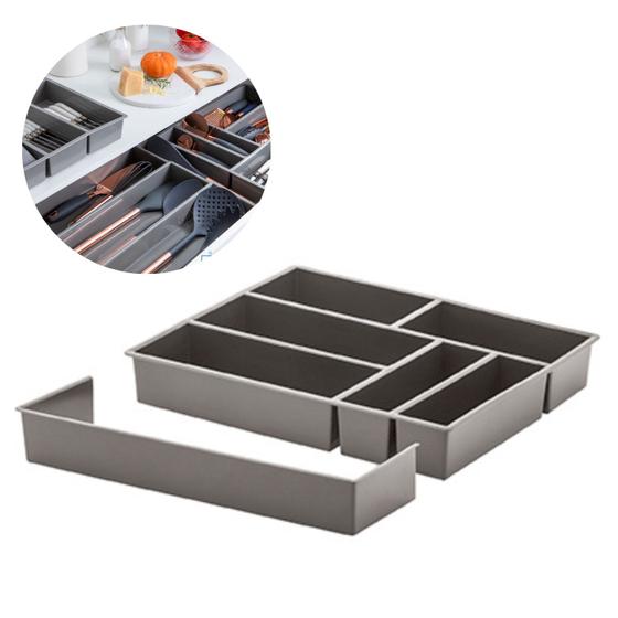 Imagem de Organizador Multiuso Para Talheres Cozinha Utensílios Armário Com Divisórias E Extensor Paramount