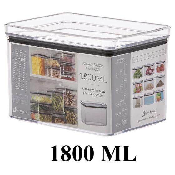 Imagem de Organizador Multiuso Pote Hermético Lumini Empilhável 1800ml Codigo 1374 - Paramount Plásticos