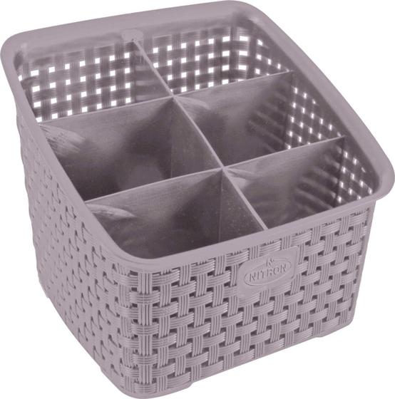 Imagem de Organizador Multiuso Rattan Com 6 Divisórias Cinza Nitron