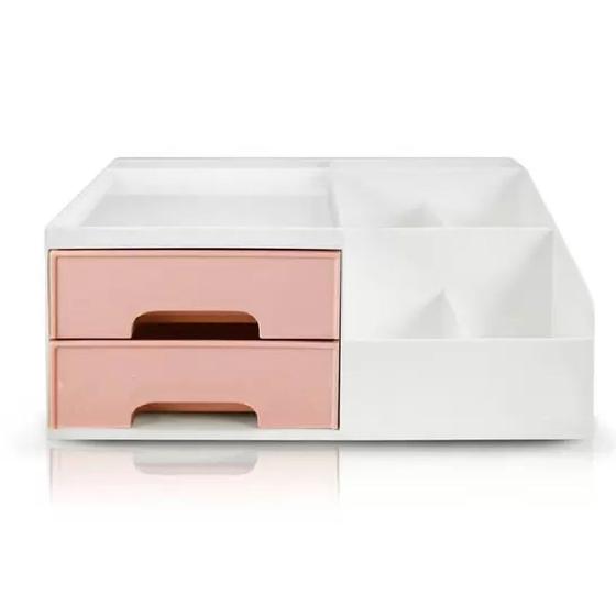 Imagem de Organizador Multiuso Rosa com 2 Gavetas Jacki Design - Rosa