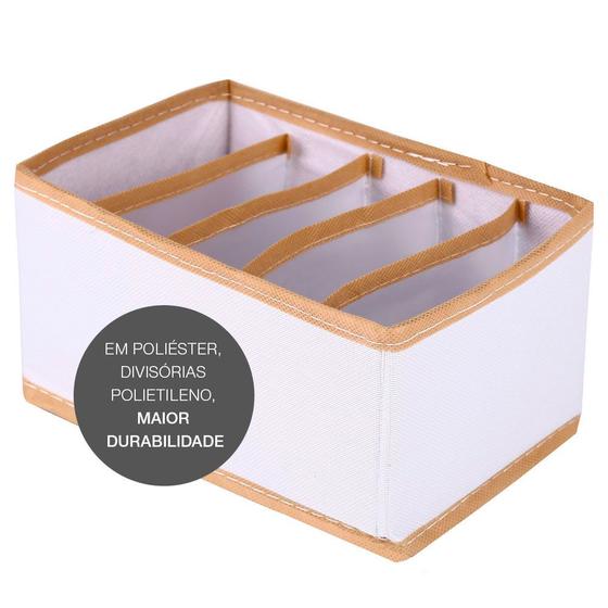 Imagem de Organizador Para Roupas e Acessórios 5 Divisórias Vizapi Exclusive 20x13x10cm Branco Bege