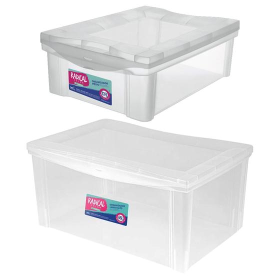 Imagem de Organizador Plástico 13,5L + 65L Transparente Cristal Ordene