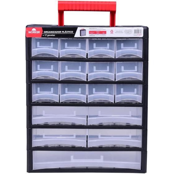 Imagem de Organizador Plástico 315x140x385mm 17 Gavetas Worker