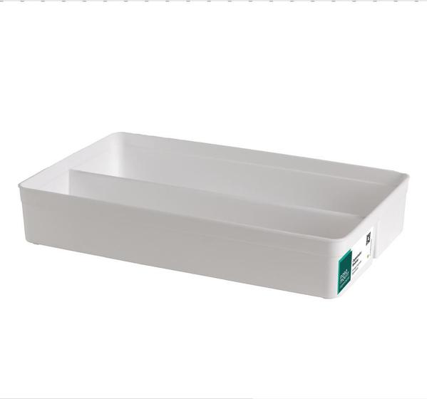 Imagem de Organizador Plástico Multiuso Branco Divisórias 40x25x7,5CM