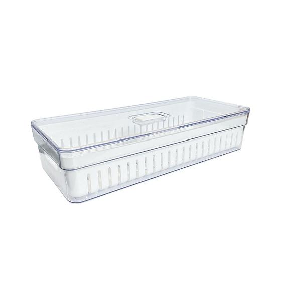 Imagem de Organizador Prateleiras De Geladeira Transparente 3,6L Cesto Escorredor P/ Alimentos Verduras Frutas