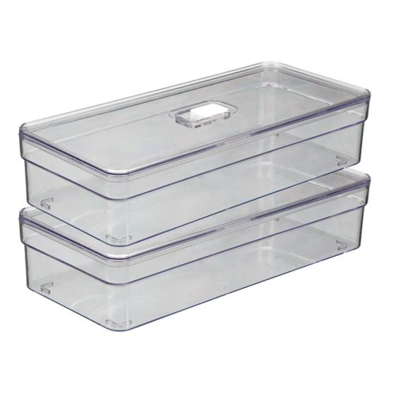 Imagem de Organizador Retangular Com Cesta Transparente Acrilico - 2 UN