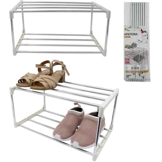 Imagem de Organizador Sapateira De Plastico/Metal Com 2 Andares Para 4 Pares De Sapatos 42X26X20Cm