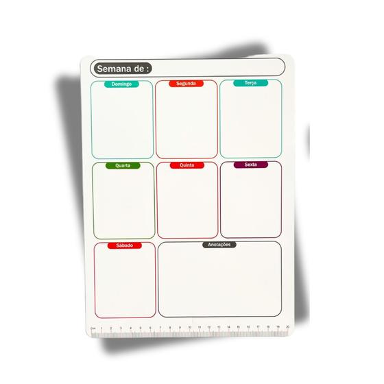 Imagem de Organizador Semanal de Geladeira Planner Magnético Com régua e Caneta Escreve Apaga