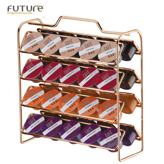 Organizador Suporte Porta 40 Cápsulas Café Três Corações Rosé Gold - 1146RG Future Imagem de Organizador Suporte Porta 40 Cápsulas Café Três Corações Rosé Gold - 1146RG Future