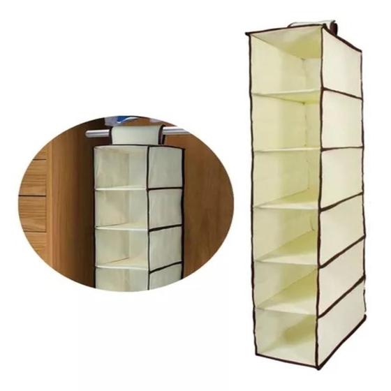 Imagem de Organizador vertical multiuso 120cm com 6 divisórias e prateleira grande sapateira