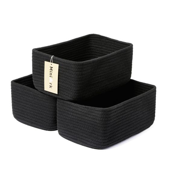 Imagem de Organizadores de Prateleira MiniArk - Kit com 3 Cestos de Armazenamento Pretos