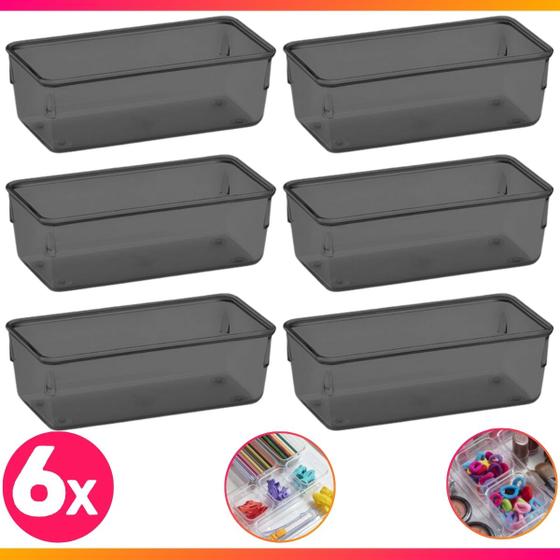 Imagem de Organizadores Kit 6 Multiuso Modular Gavetas Acrílico Pequeno Cristal