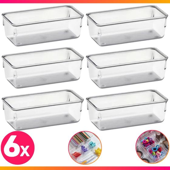 Imagem de Organizadores Kit 6 Multiuso Modular Gavetas Acrílico Pequeno Cristal