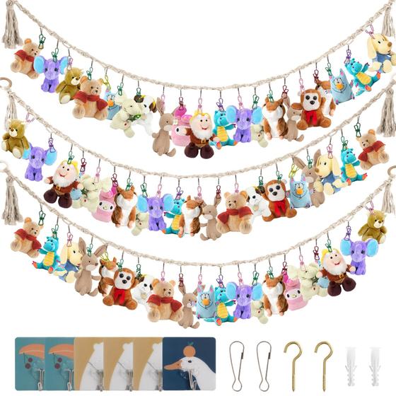 Imagem de Organizadores Suspensos LUCKIPLUS para Brinquedos de Pelúcia - Kit com 3