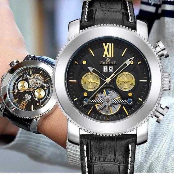 Imagem de Orkina Luxo Tourbillion Multifunção Relógio Automático