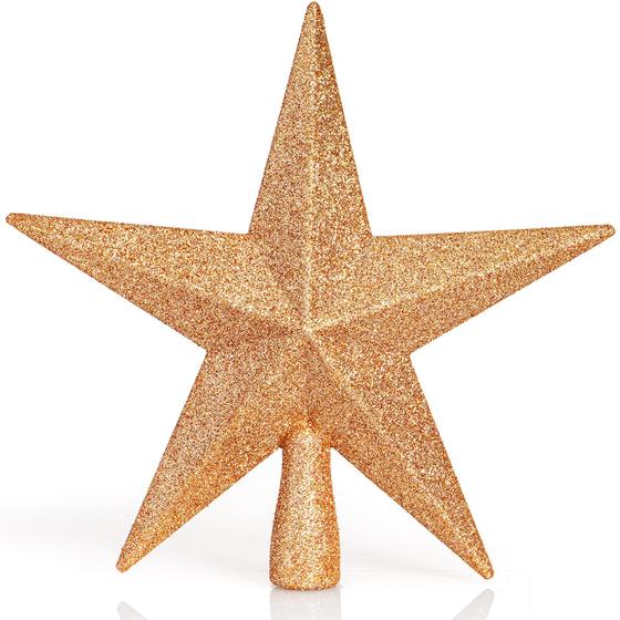 Imagem de Ornativity Glitter Star Tree Topper - Natal Decorativo Decoração Belém Star Ornament (Champagne)