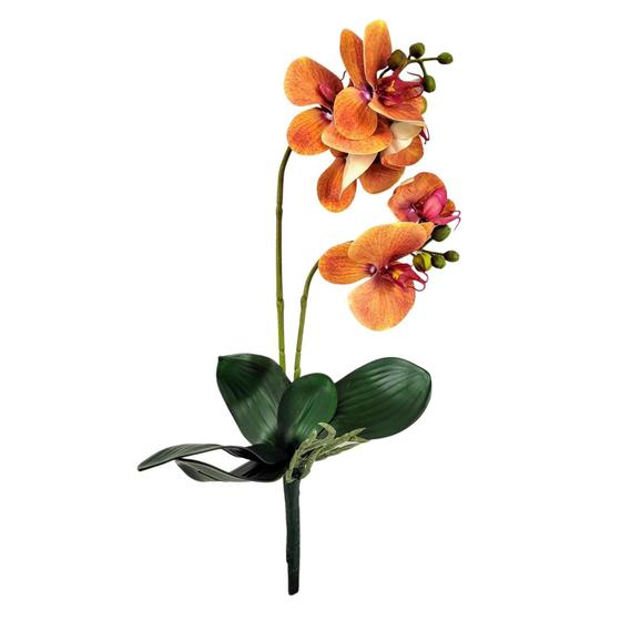 Imagem de Orquídea Laranja 3D 47X14X10Cm Planta Artificial Toque Real