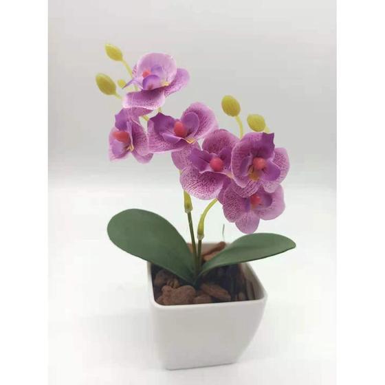 Imagem de Orquídeas Artificial Flor Galho Com 6 Flores E 2 Folhas Para Arranjos Pequenos De Decoração *vaso não incluso*