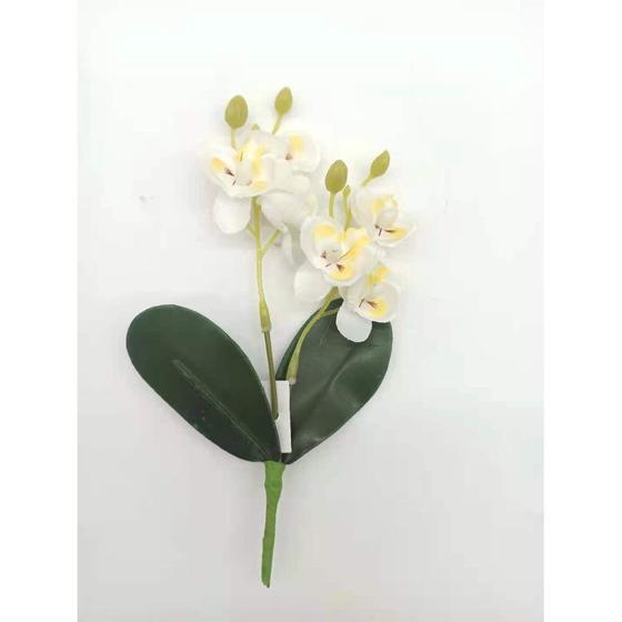 Imagem de Orquídeas Artificial Flor Galho Com 6 Flores E 2 Folhas Para Arranjos Pequenos De Decoração *vaso não incluso*