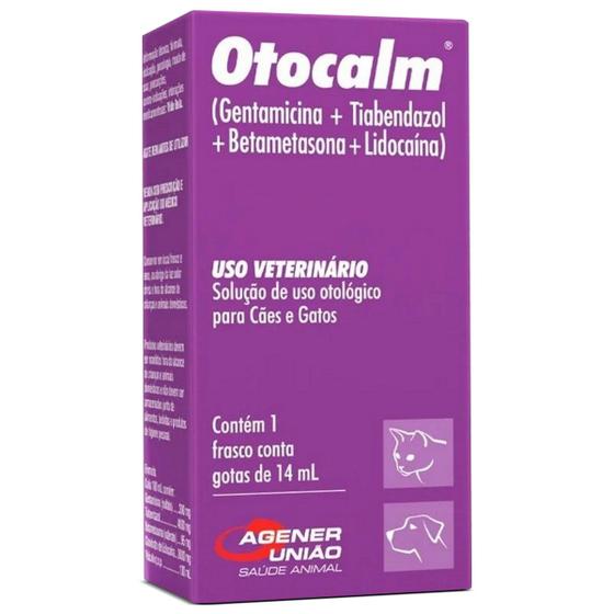 Imagem de Otocalm Gotas 14ml Para Cães e gatos Agener Solução Otologica