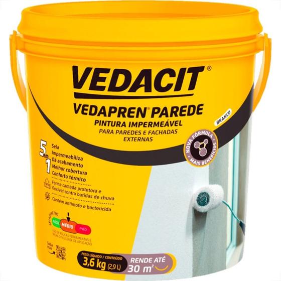 Imagem de Otto Vedacit Vedapren Parede Pintura Impermeavel Branca 3,6Kg