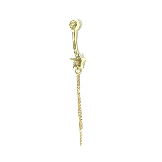 Imagem de Ouro 18k Piercing Umbigo Estrela Cadente com Corrente CO249K080