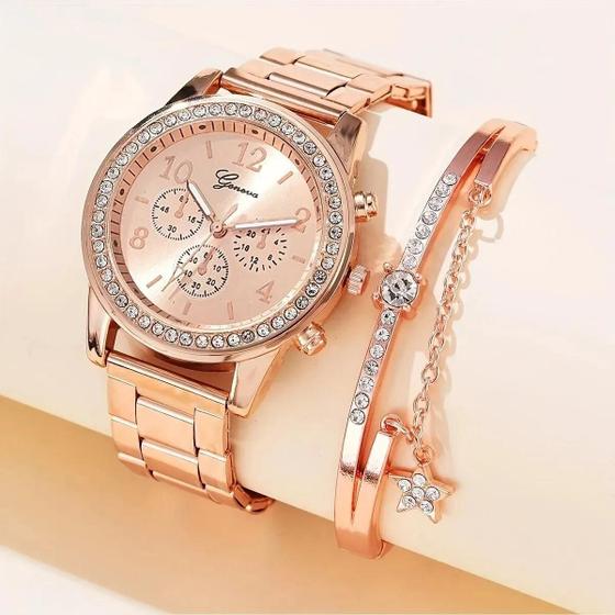 Imagem de Ouro Cristal Diamante Senhoras Quartzo Relógio De Pulso Moda Vestido Relógio Montre Femme