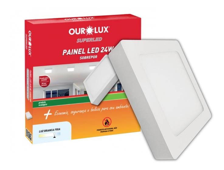 Imagem de Ourolux plafon led quadrado sobrepor 12w 6500k