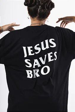 Imagem de Oversized jesus saves bro black unissex