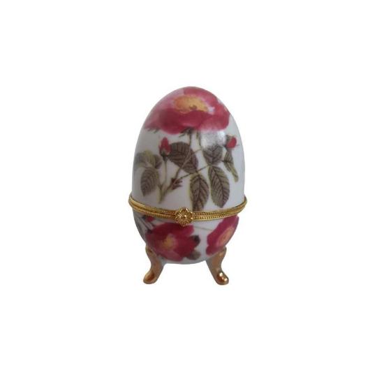 Imagem de Ovo Porcelana Porta Jóias Pintado À Mão Estilo Fabergé Rosa