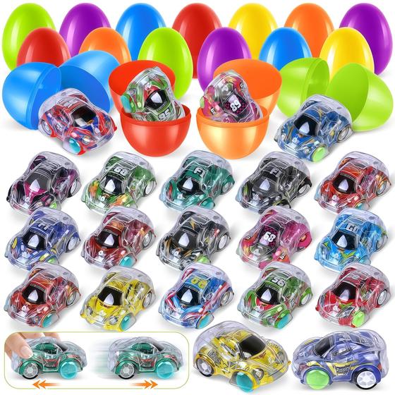 Imagem de Ovos de Páscoa com mini carros Pull Back, pacote com 36 unidades para crianças