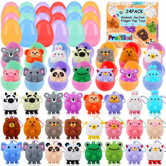 Imagem de Ovos de Páscoa pré-preenchidos ChildFun Animal Pop Toys 24 unidades