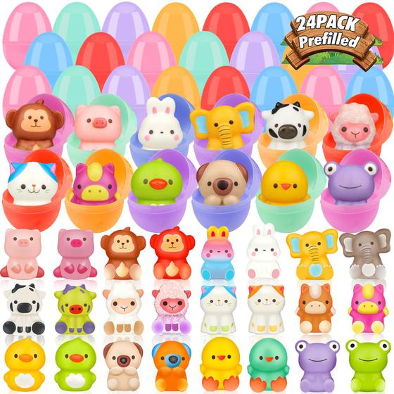 Imagem de Ovos de Páscoa pré-preenchidos KissFuture Animal Squishy Toys, pacote com 24