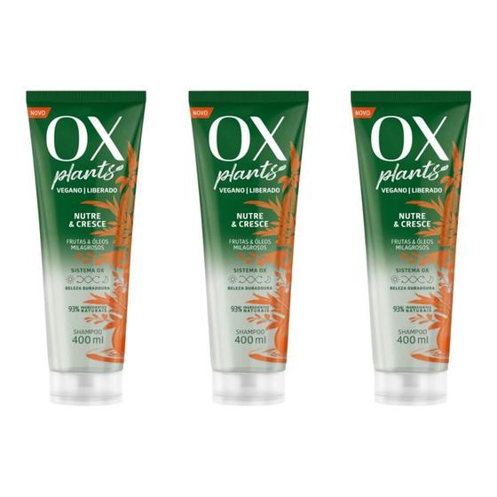 Ox Plants Nutre e Cresce Shampoo 400ml (Kit C/03) Shampoo Magazine