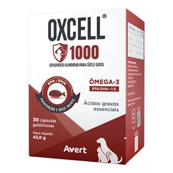 Imagem de Oxcell 1000 42g Suplemento Para Cães e Gatos 30 Cápsulas