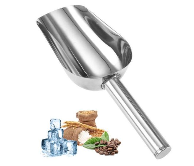 Pá Colher Para Gelo Pegador Cereais Ração Grãos em Aço Inox Menor preço em Pá Colher Para Gelo Pegador Cereais Ração Grãos em Aço Inox