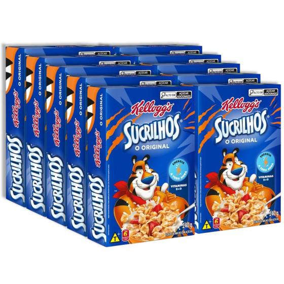 Imagem de Pack 10 Unidades Cereal Matinal Sucrilhos Kelloggs com Flocos de Milho Sabor Original 240g - Kit com 10x240g