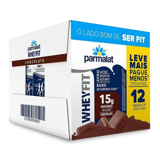 Imagem de Pack 12un Bebida Láctea Chocolate Parmalat Wheyfit 250ml