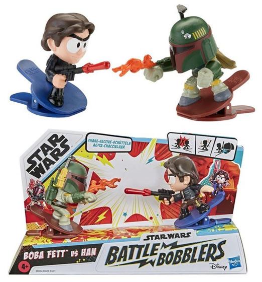 Imagem de Pack 2 Bonecos Star Wars Battle Bobblers Boba Fett vs Han Solo - Figuras de Batalha Disney Star Wars - Hasbro - E8034