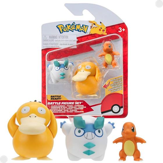 Imagem de Pack 3 Figuras de Batalha Pokémon Galarian Psyduck Charmander 03424C - Sunny