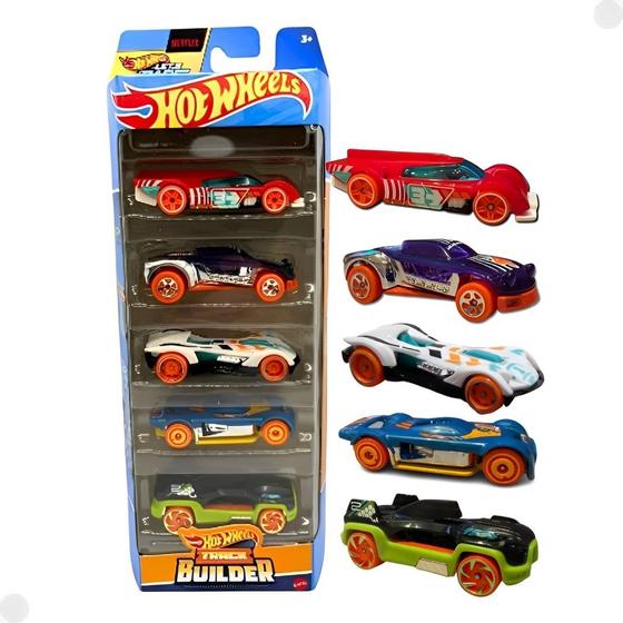 Imagem de Pack 5 Carrinhos Hot Wheels Track Builder 1:64 HTV52 - Mattel