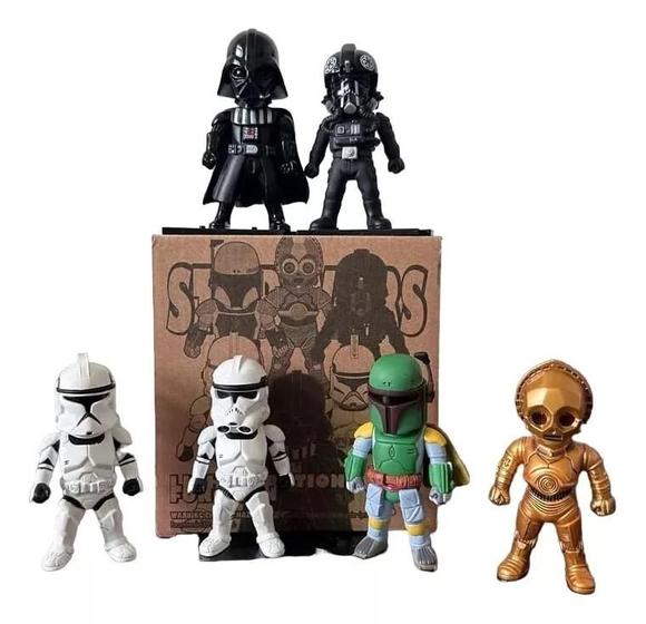 Imagem de Pack 6 Bonecos Chaveiros Star Wars - Darth Vader Boba Fett