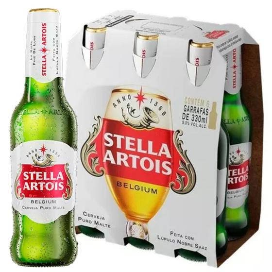 Imagem de Pack 6 Cervejas Puro Malte Stella Artois Garrafa 330ml