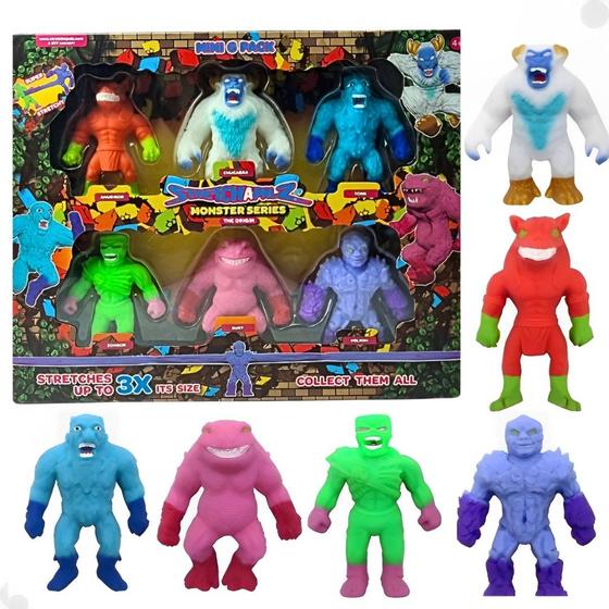 Imagem de Pack 6 Mini Monstros Bonecos Stretchapalz Monster Series 03513 - Sunny